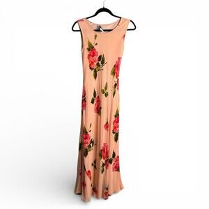 Vintage 90s Fairy Grunge Peach Floral Maxi Dress